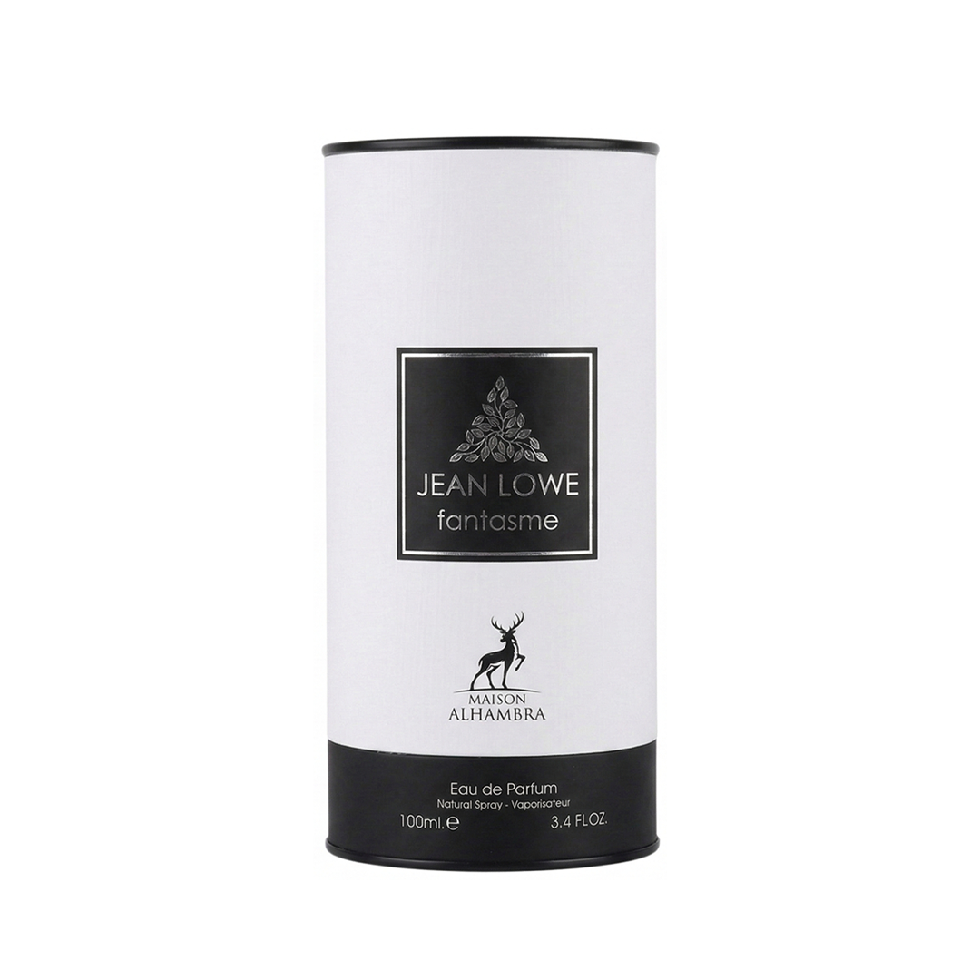 Maison Alhambra Jean Lowe Fantasme Eau de Parfum Flasche mit elegantem Design, stilvolle Verpackung, Parfüm-Details sichtbar