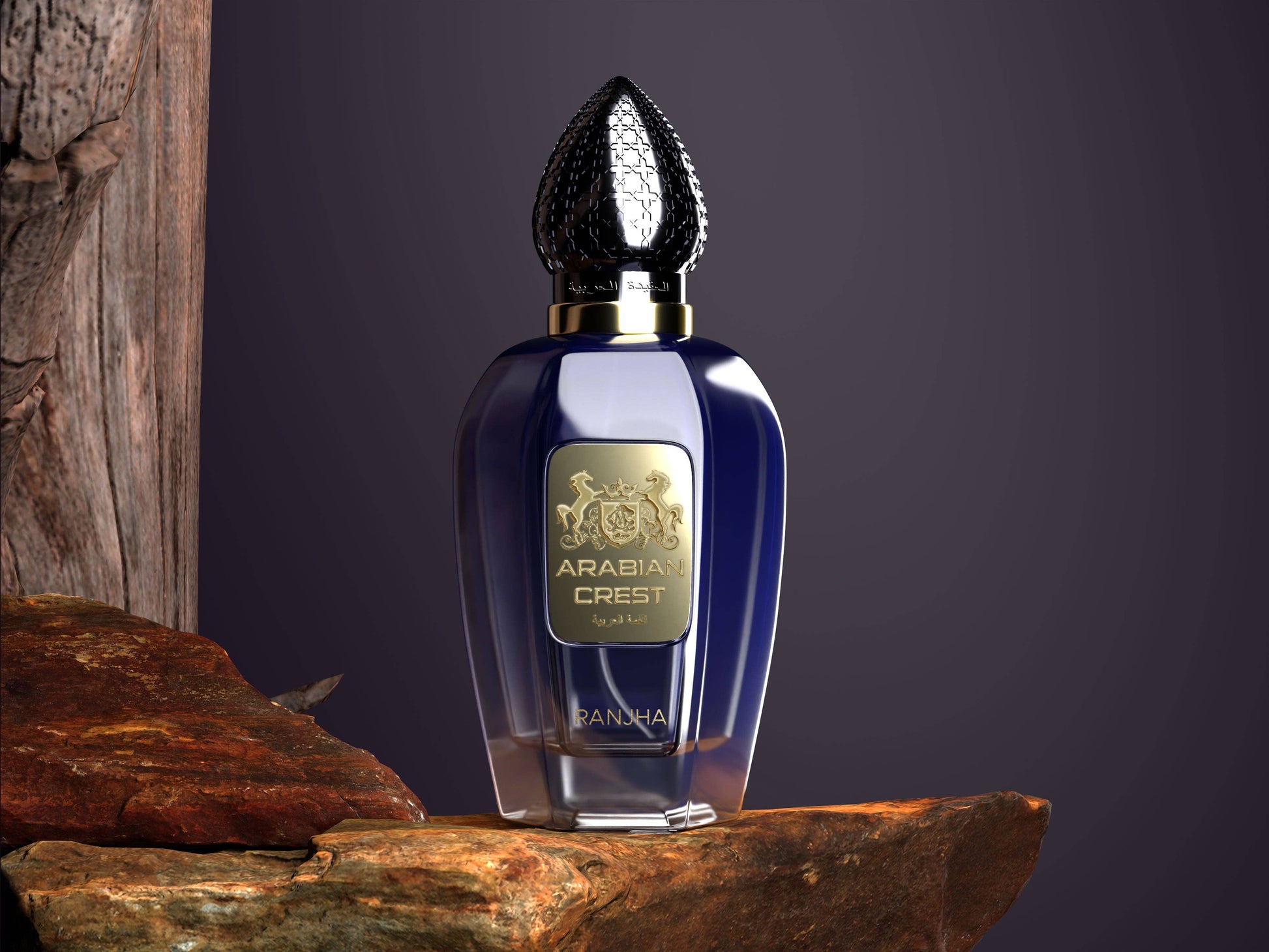 Arabian Crest Dubai Ranjha Eau de Parfum Flasche mit eleganten Design und goldfarbenem Verschluss, Parfüm für Damen und Herren