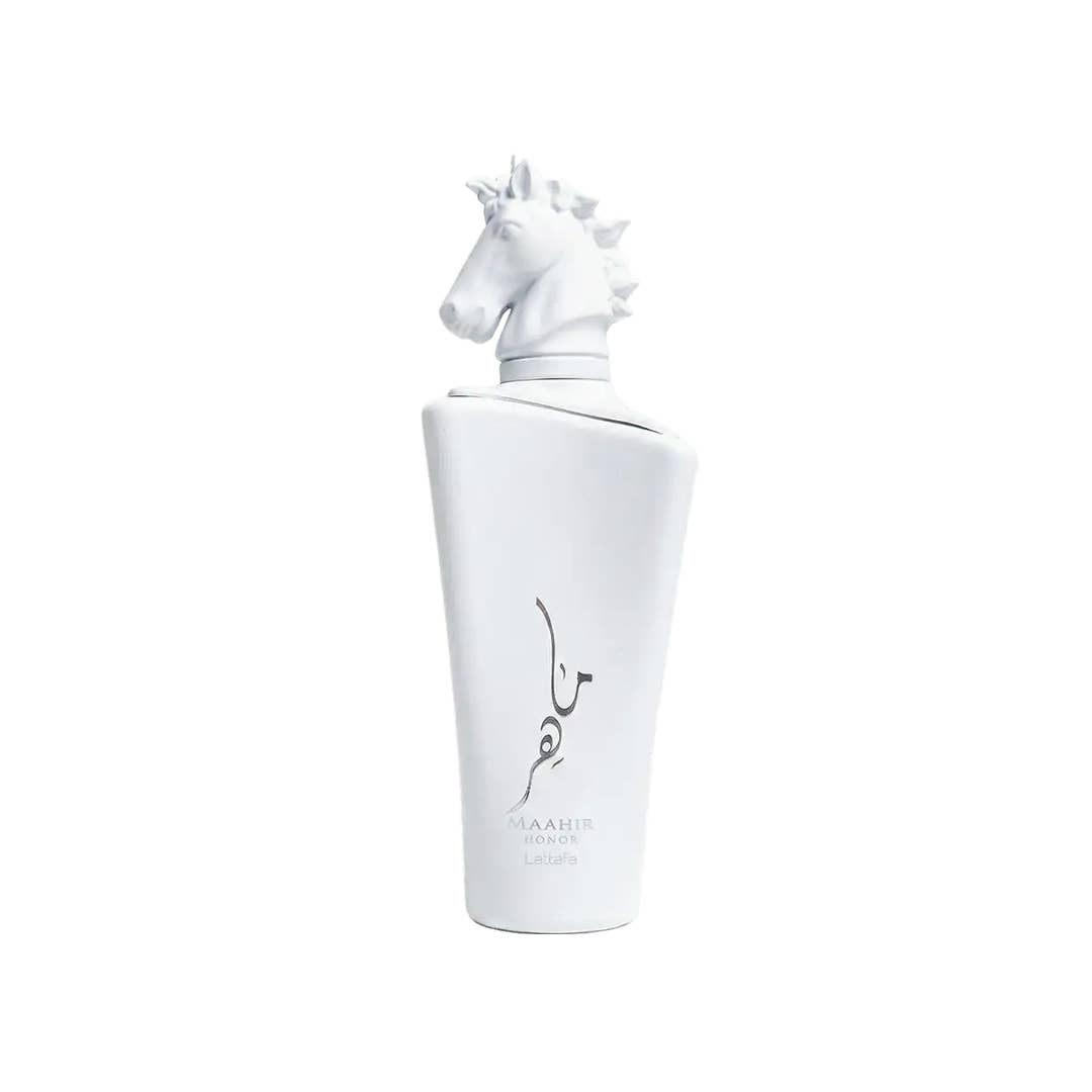 Lattafa Maahir Honor Eau de Parfum im eleganten Flakon, luxuriöse Duftkomposition, ideal für besondere Anlässe.