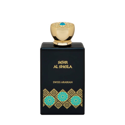 SWISS ARABIAN Sehr Al Sheila Eau de Parfum Flasche mit eleganter Gestaltung und orientalischem Duftdesign.