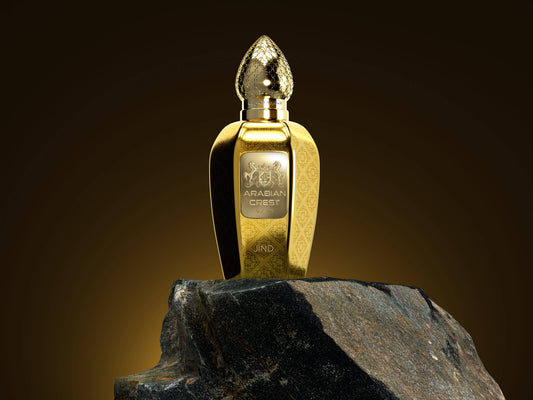 Arabian Crest Dubai Jind Eau de Parfum Flasche mit goldener Verpackung, elegantes Design, Parfüm für Damen und Herren