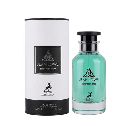 Maison Alhambra Jean Lowe Fantasme Eau de Parfum Flasche mit eleganter Verpackung, stilvolle Parfüm-Duftbeschreibung auf der Verpackung