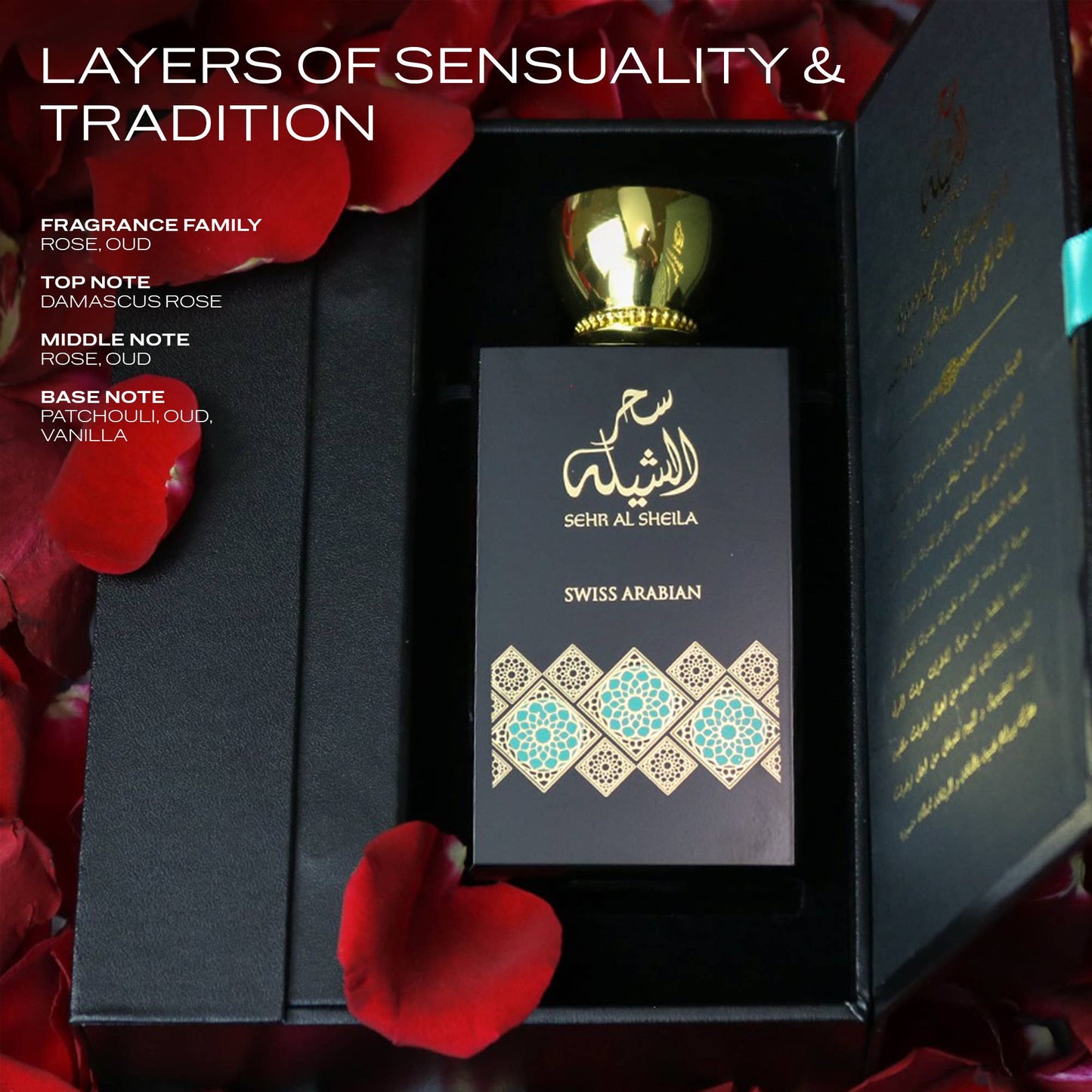 SWISS ARABIAN Sehr Al Sheila Eau de Parfum Flasche mit eleganter Gestaltung, arabische Duftnoten, Parfüm für Damen
