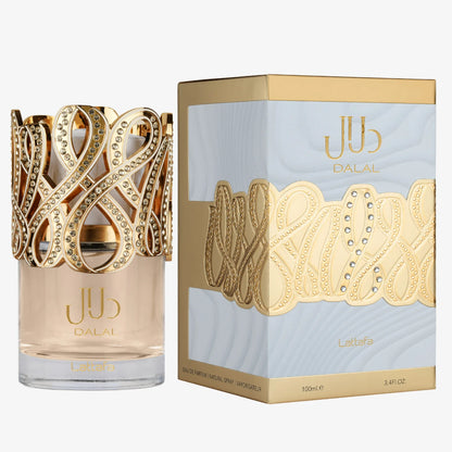 Lattafa Dalal Eau de Parfum 100ml Spray-Flasche mit Verpackung, elegantes Parfüm für Damen in stilvoller Box