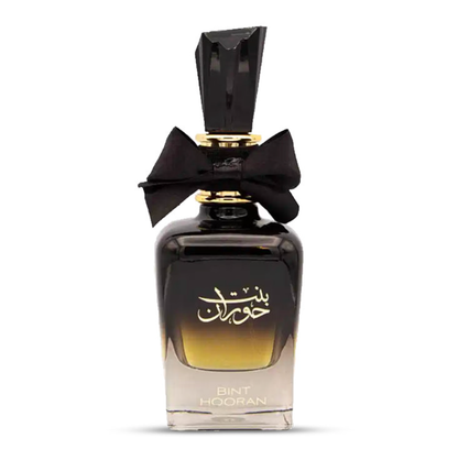 Ard Al Zaafaran Bint Hooran Eau de Parfum Flasche mit goldener Kappe und floralem Design, luxuriöse Parfümverpackung