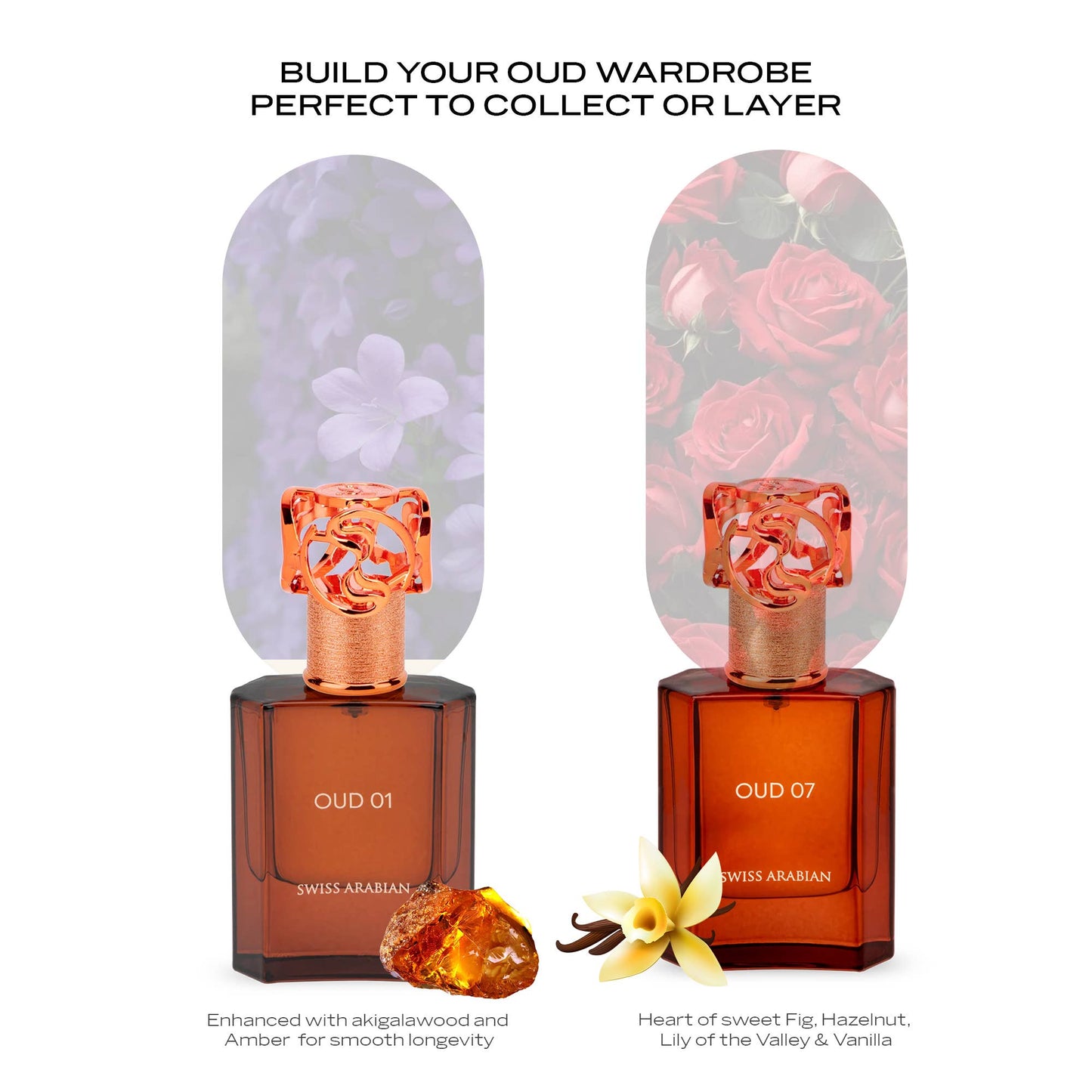 SWISS ARABIAN Oud 01 Eau de Parfum Flasche mit goldener Kappe und eleganter Verpackung, Duftnote von Oud und arabischen Aromen